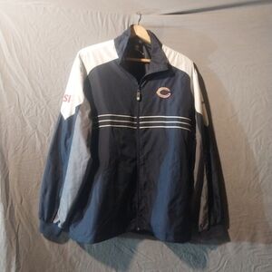 Chicago Bears XL Blue and White Windbreaker with Horizontal Stripes